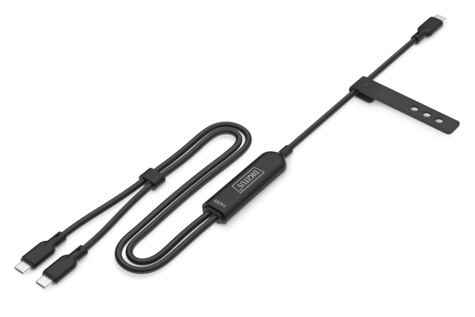 DIGITUS USB-C 2in1 oplaadkabel, 140 W, 1,8 m USB 2.0, nylon omhulsel, zwart