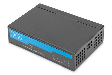 DIGITUS DIGITUS 5-poorts Gigabit netwerkswitch, Desktop, metalen behuizing