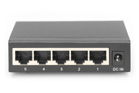 DIGITUS 5-poorts Gigabit netwerkswitch, Desktop, metalen behuizing