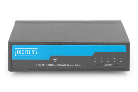 DIGITUS 5-poorts Gigabit netwerkswitch, Desktop, metalen behuizing