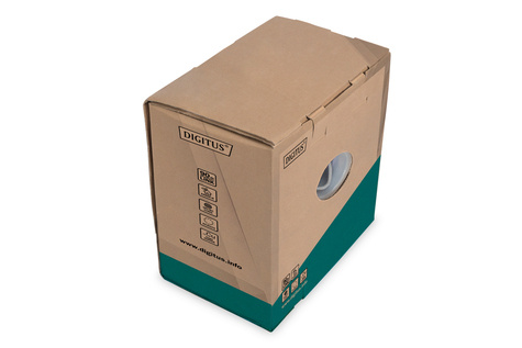 DIGITUS ASSNET100 CAT 5e U-UTP installatiekabel, 100 MHz Eca (PVC), AWG 23/1, 305 m karton, Sx, grijs