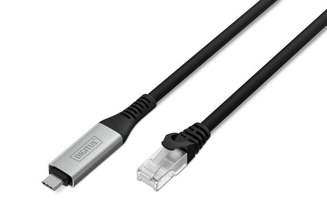 DIGITUS USB-C - RJ45 CAT 6A S/FTP-kabel, 1 Gbit/s, 10m USB 3.2 Gen1, LSZH-mantel