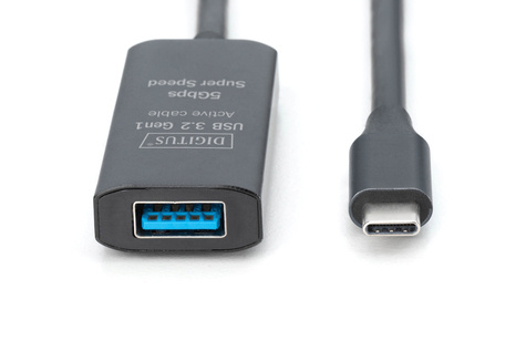 DIGITUS DIGITUS Actieve USB-C-verlengkabel, 10 m 5G, USB 3.2 Gen1, USB-C - USB-A (M/V)