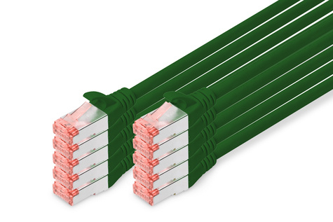 DIGITUS CAT 6 S-FTP patchkabel, koper, LSZH AWG 27/7, lengte 3 m, 10 stuks, kleur groen