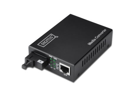 DIGITUS Gigabit Ethernet-mediaconvertor, enkelvoudige modus, BiDi Tx1310nm / Rx1550nm, SC-connector, tot 20km