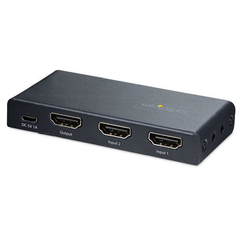 STARTECH 2-Port 8K HDMI Switch, HDMI 2.1 Switcher 4K 120Hz/8K 60Hz UHD, HDR10+, HDMI Switch 2 In 1 Out, Auto/Manual Source Switching