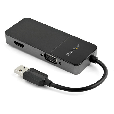STARTECH USB 3.0 naar HDMI en VGA Adapter, 4K/1080p USB Type-A Dual Monitor Multiport Adapter Converter, Externe Grafische Videokaart voor Meerdere Schermen