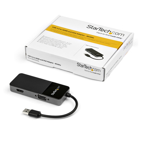 STARTECH USB 3.0 naar HDMI en VGA Adapter, 4K/1080p USB Type-A Dual Monitor Multiport Adapter Converter, Externe Grafische Videokaart voor Meerdere Schermen