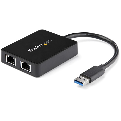 STARTECH STARTECH USB 3.0 naar 2-poorts gigabit Ethernet-adapter NIC met USB-poort - Netwerkadapter - USB 3.0 - 1GbE - 1000Base-T - 2 poorten - zwart