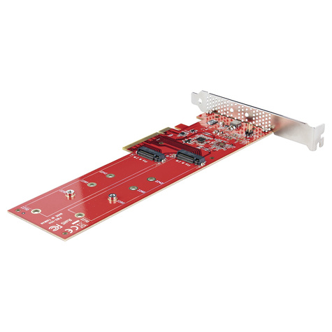 STARTECH Dual M.2 PCI Express SSD Adapter Kaart, PCIe x8 / x16 naar Dual NVMe of AHCI M.2 SSDs, PCI Express 4.0, 7.8GBps/Schijf, PCIe Bifurcatie