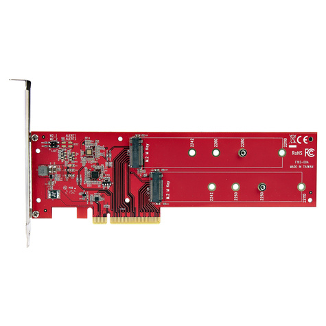 STARTECH Dual M.2 PCI Express SSD Adapter Kaart, PCIe x8 / x16 naar Dual NVMe of AHCI M.2 SSDs, PCI Express 4.0, 7.8GBps/Schijf, PCIe Bifurcatie