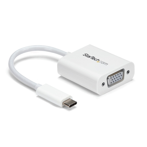 STARTECH USB-C naar VGA adapter - USB Type-C naar VGA video converter - wit - USB/VGA-adapter - 24 pin USB-C (M) naar HD-15 (VGA) (V)