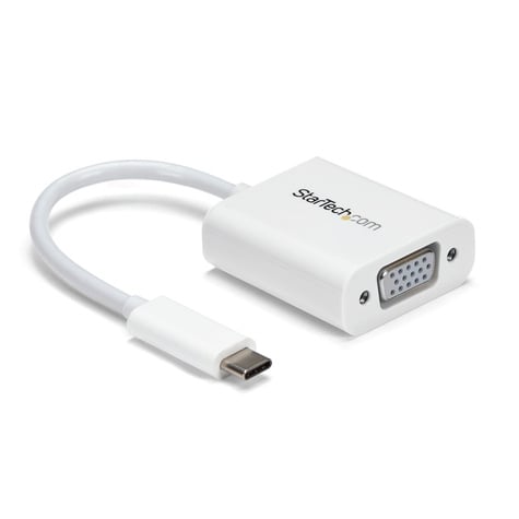 STARTECH STARTECH USB-C naar VGA adapter - USB Type-C naar VGA video converter - wit - USB/VGA-adapter - 24 pin USB-C (M) naar HD-15 (VGA) (V)