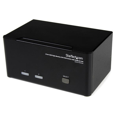 STARTECH 2-poort 3x Monitor DVI USB KVM-switch met Audio en USB 2.0-hub - KVM / audio / USB switch - 2 x KVM / audio / USB