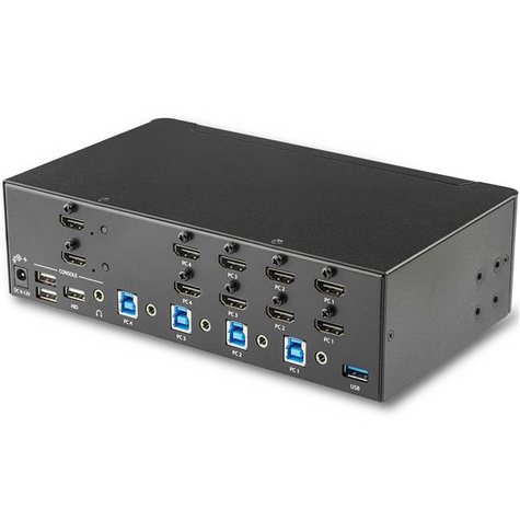 STARTECH 4 poorts HDMI KVM switch - 4K 30Hz - dual display - KVM / audio / USB switch - 4 x KVM / audio / USB - rack-uitvoering