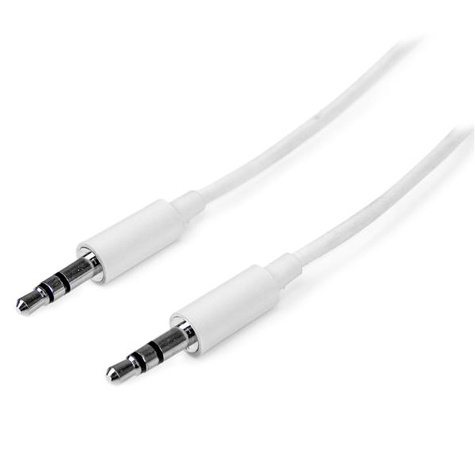 STARTECH STARTECH 3 m witte Slim 3,5 mm stereo/audiokabel - M/M - Audiokabel - mini-phone stereo 3.5 mm male naar mini-phone stereo 3.5 mm male - 3 m - wit - voor P/N: PEXSOUND7CH