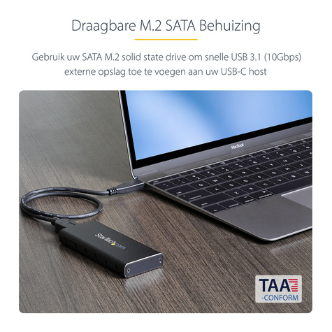 STARTECH M.2 naar SATA SSD behuizing - USB 3.1 (10Gbps) met USB-C kabel - externe M.2 SSD behuizing - aluminium - Storage enclosure