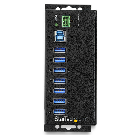 STARTECH 7 Port USB 3.0 Hub met Voeding  Overspanningsbeveiliging - Industrial Powered USB 3.0 Data Transfer Hub - Muur/Bureau/Din Rail Mountable