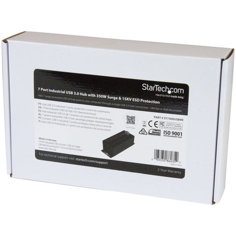 STARTECH 7 Port USB 3.0 Hub met Voeding  Overspanningsbeveiliging - Industrial Powered USB 3.0 Data Transfer Hub - Muur/Bureau/Din Rail Mountable