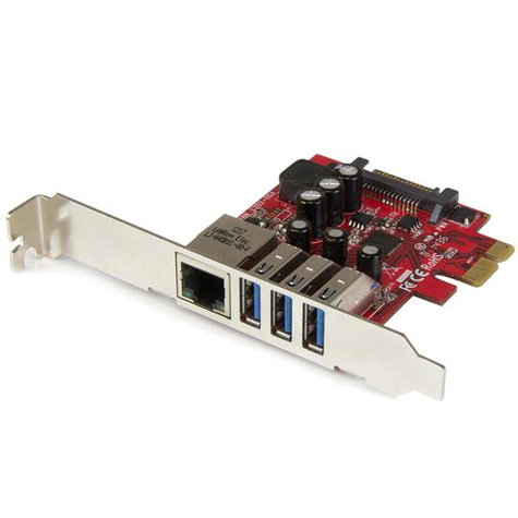 STARTECH StarTech.com 3-poorts PCI Express USB 3.0-kaart + gigabit Ethernet - Netwerk / USB adapter - PCIe 2.0 laag profiel - USB 3.0 x 3 + 1000Base-T x 1