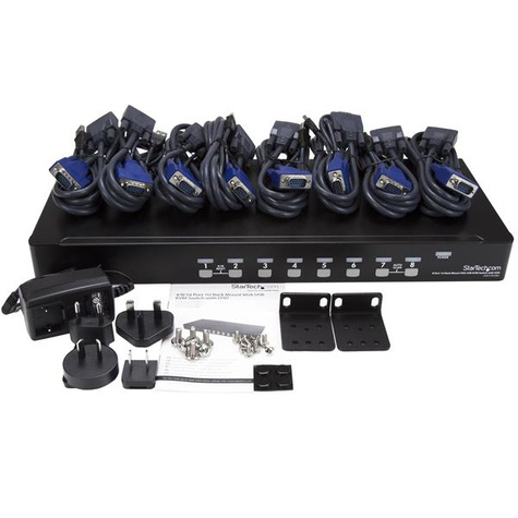 STARTECH 8 Port 1U Rackmount USB KVM Switch Kit with OSD and Cables - Rack mount KVM - VGA KVM Switch - 8 Port KVM Switch (SV831DUSBUK)