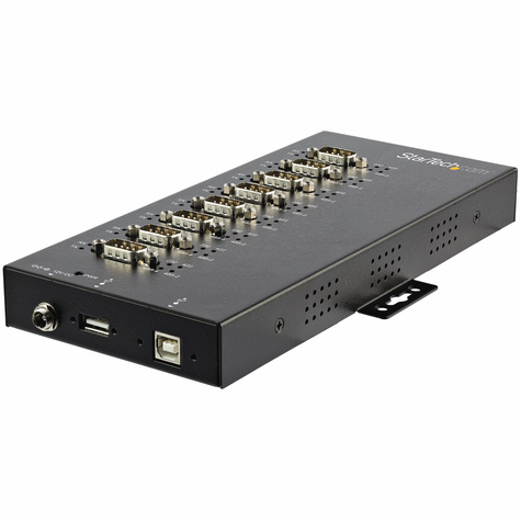 STARTECH 8 Port Seriële USB Hub naar RS-232/422/485 Adapter, Industriële USB 2.0 naar DB9 Serial Converter Hub, IP30 Rated, Din Rail Monteerbaar