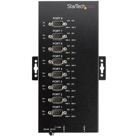 STARTECH 8 Port Seriële USB Hub naar RS-232/422/485 Adapter, Industriële USB 2.0 naar DB9 Serial Converter Hub, IP30 Rated, Din Rail Monteerbaar