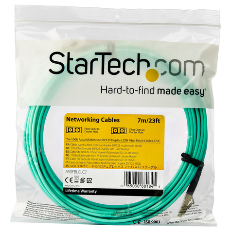 STARTECH 7m OM3 LC to LC Multimode Duplex Fiber Optic Patch Cable - Aqua - 50/125 - LSZH Fiber Optic Cable - 10Gb (A50FBLCLC7)