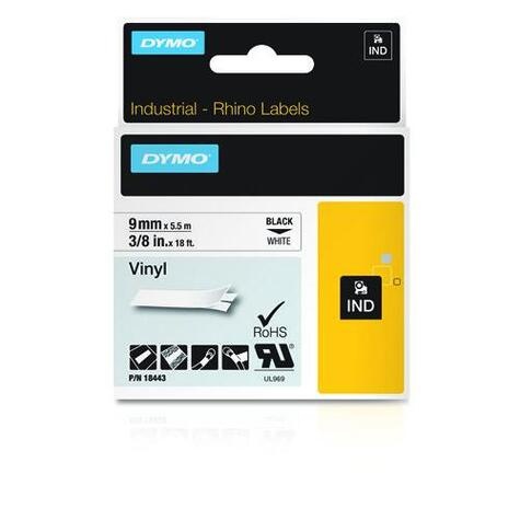 DYMO 18443 labelprinter-tape Zwart op wit