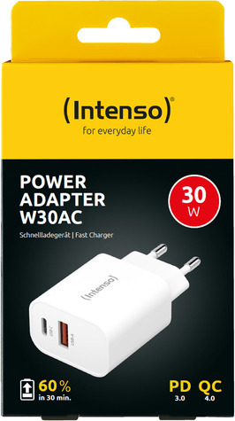 INTENSO INTENSO W30AC power adapter - USB, 24 pin USB-C - 30 Watt