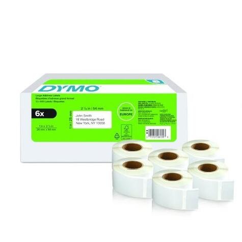DYMO DYMO LW ADRESS LABEL 25X54MM 6 ROLLS S0722540 (1000 labels) 2177564 printeretiket Wit