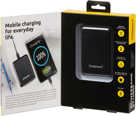 INTENSO INTENSO Power Bank XS 10000 mAh Black USB A/C