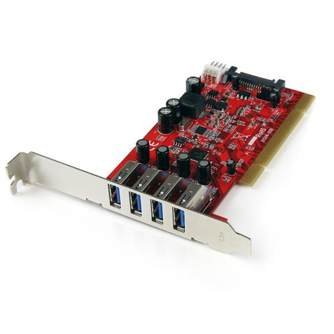 STARTECH STARTECH 4-poorts PCI SuperSpeed USB 3.0-adapterkaart met SATA-/SP4-voeding - USB-adapter - PCI-X laag profiel