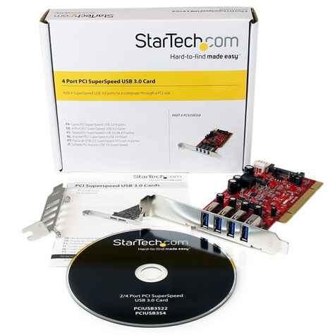 STARTECH 4-poorts PCI SuperSpeed USB 3.0-adapterkaart met SATA-/SP4-voeding - USB-adapter - PCI-X laag profiel