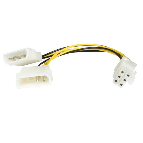 STARTECH STARTECH 15 cm LP4 naar 6-polige PCI Express videokaart-voedingskabeladapter - Netspanningsadapter - 4-PIN interne voeding (M) naar 6 pins-PCIe-voeding (M)
