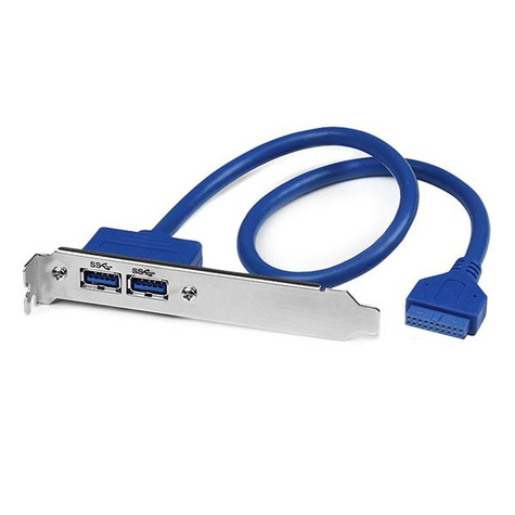 STARTECH 2-poort USB 3.0 A Vrouwelijke Adapter Slotplaatje - USB-paneel - USB type A (V) naar 20-pins IDC (V) - 50 cm - blauw