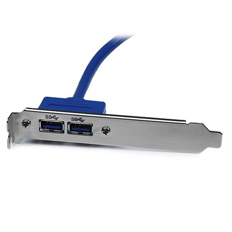 STARTECH 2-poort USB 3.0 A Vrouwelijke Adapter Slotplaatje - USB-paneel - USB type A (V) naar 20-pins IDC (V) - 50 cm - blauw