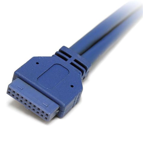 STARTECH 2-poort USB 3.0 A Vrouwelijke Adapter Slotplaatje - USB-paneel - USB type A (V) naar 20-pins IDC (V) - 50 cm - blauw