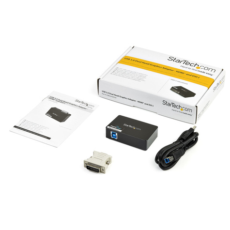 STARTECH USB 3.0 naar HDMI en DVI 2x Monitor Externe Videokaart Adapter - Videoadapter - TAA Compliant - USB Type B female naar DVI-I, HDMI female