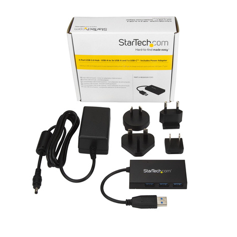 STARTECH 4 Port USB 3.0 Hub - USB Type-A Hub met 1x USB-C  3x USB-A (SuperSpeed 5Gbps) - Mini USB 3.1/3.2 Gen 1 BC 1.2 Charging Hub met Power Adapter