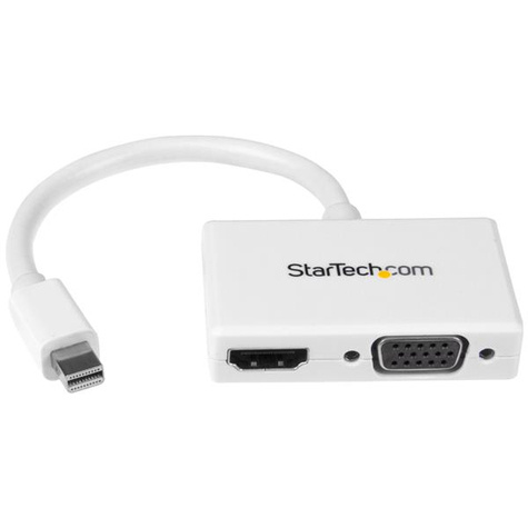 STARTECH A/V-reisadapter: 2-in-1 Mini DisplayPort naar HDMI of VGA converter - Videoconverter - DisplayPort - HDMI, VGA - wit - voor Apple MacBook Air