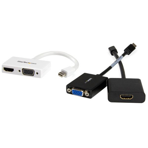STARTECH A/V-reisadapter: 2-in-1 Mini DisplayPort naar HDMI of VGA converter - Videoconverter - DisplayPort - HDMI, VGA - wit - voor Apple MacBook Air
