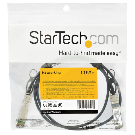 STARTECH SFP+ Direct Attach kabel - Twinax - SFP+ kabel DAC Passive - koper - 10 Gbps - Dell EMC DAC-SFP-10G-1M compatibel