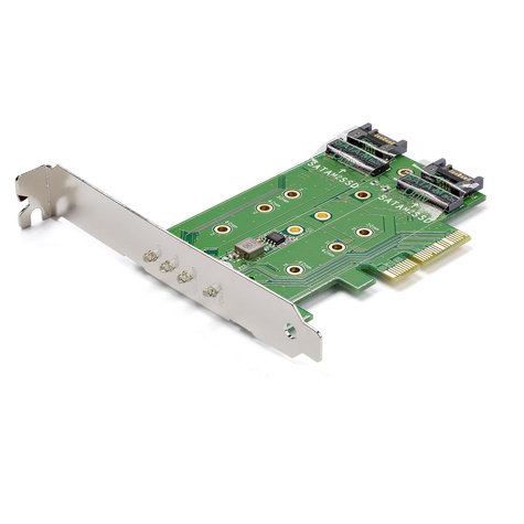 STARTECH 3-poorts M.2 SSD (NGFF) adapter kaart- 1 x PCIe (NVMe) M.2, 2 x SATA III M.2 - PCIe 3.0 - PCI Express 3.0 M.2 NGFF kaart