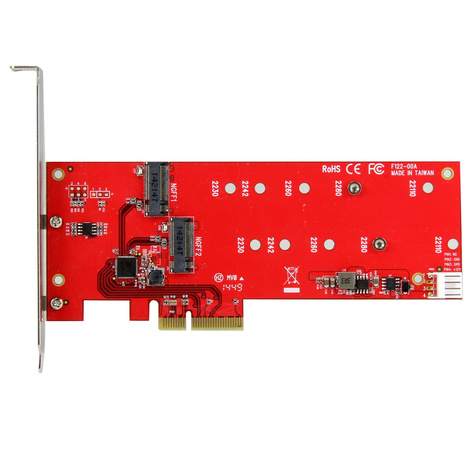 STARTECH 2x M.2 SATA SSD controller kaart - PCIe - PCI Express M.2 SATA III Controller - NGFF kaart adapter - Controller voor opslag