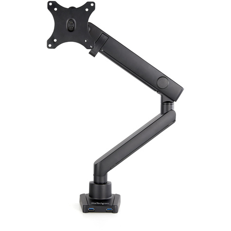 STARTECH Desk Mount Monitor Arm with 2x USB 3.0 ports, Slim Full Motion Adjustable Single Monitor VESA Mount up to 17.6lbs (8kg) Display