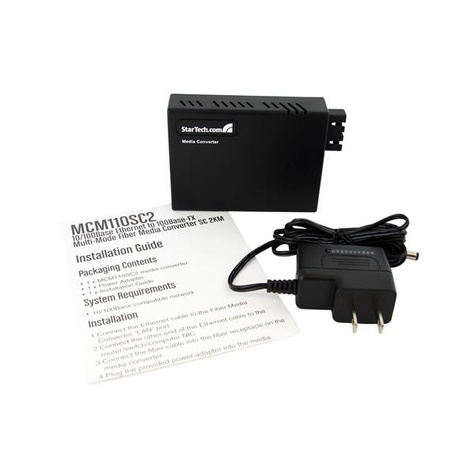 STARTECH 10/100 multi-mode Glasvezel Ethernet Converter SC 2 km - Glasvezel mediaconverter - 100Mb LAN - 10Base-T, 100Base-FX, 100Base-TX