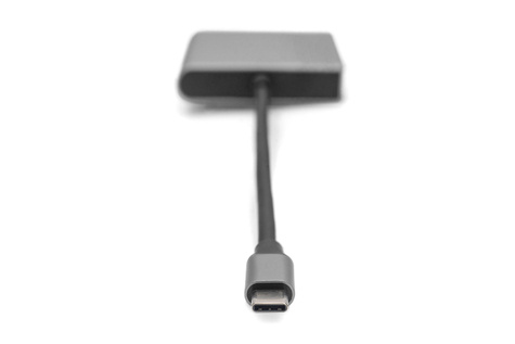 DIGITUS USB-C - 2x HDMI adapter, 18 cm 4K/30Hz, zilver, aluminiumbehuizing