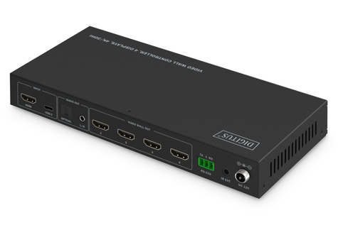 DIGITUS HDMI-videowandbediening, 4 schermen 4K/60Hz, HDMI, USB-C, zwart