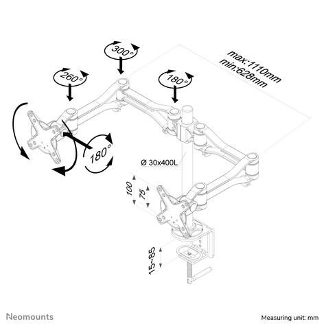 Neomounts Flat Screen Desk Mount (clamp)
